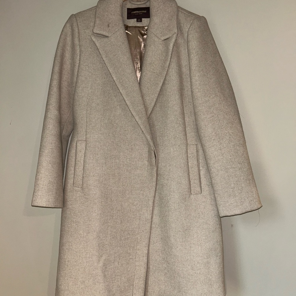 Johnston & Murphy Women's Cream Single-Breasted Wool Coat